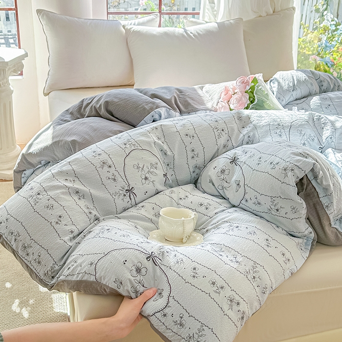 91家纺网 家纺一手货源 找家纺 家贝爱 2026新款有氧水洗双层纱被套 镜花水月