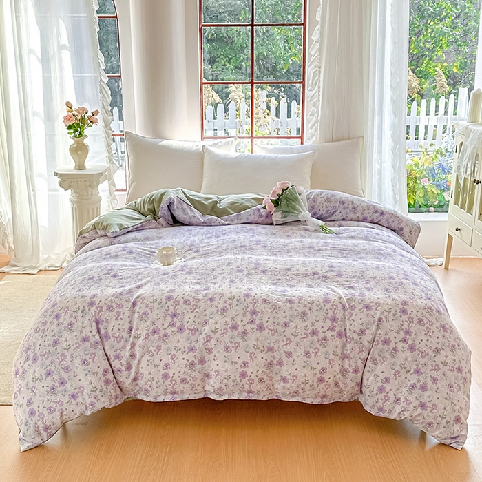 家贝爱 2026新款有氧水洗双层纱被套 恋薇紫