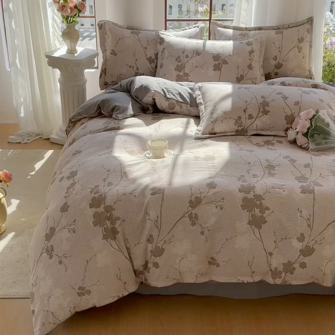 91家纺网 家纺一手货源 找家纺 家贝爱 2026新款有氧水洗双层纱被套 木兮