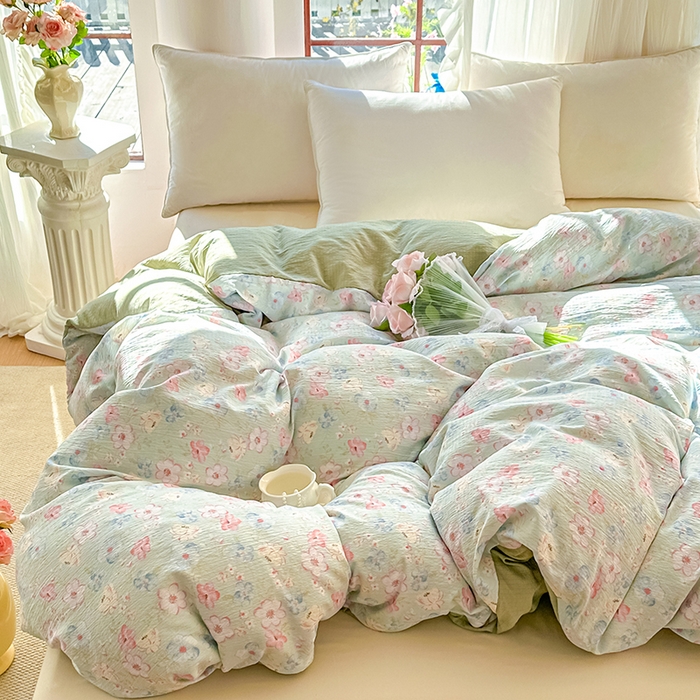 91家纺网 家纺一手货源 找家纺 家贝爱 2026新款有氧水洗双层纱被套 清风晨光