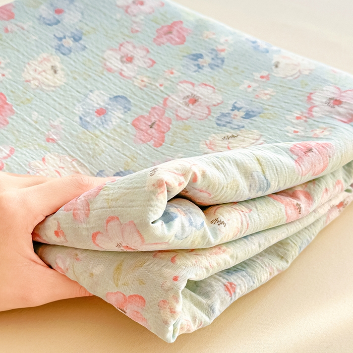 91家纺网 家纺一手货源 找家纺 家贝爱 2026新款有氧水洗双层纱被套 清风晨光