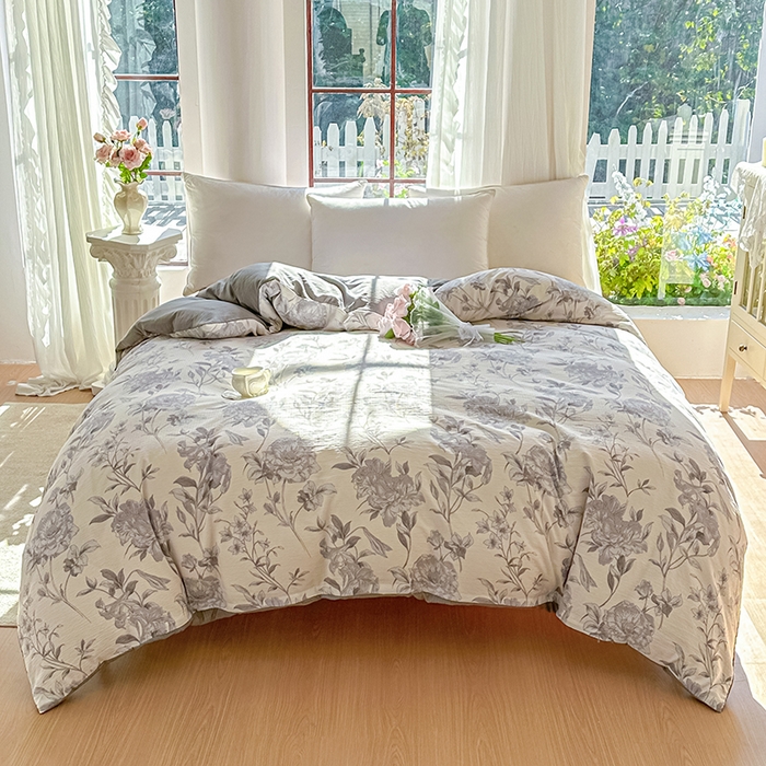 家贝爱 2026新款有氧水洗双层纱被套 水墨花海