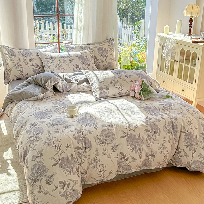 91家纺网 家纺一手货源 找家纺 家贝爱 2026新款有氧水洗双层纱被套 水墨花海