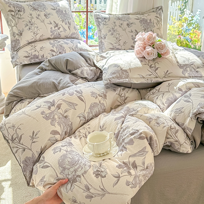 91家纺网 家纺一手货源 找家纺 家贝爱 2026新款有氧水洗双层纱被套 水墨花海