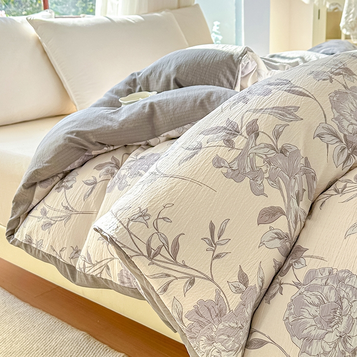 91家纺网 家纺一手货源 找家纺 家贝爱 2026新款有氧水洗双层纱被套 水墨花海