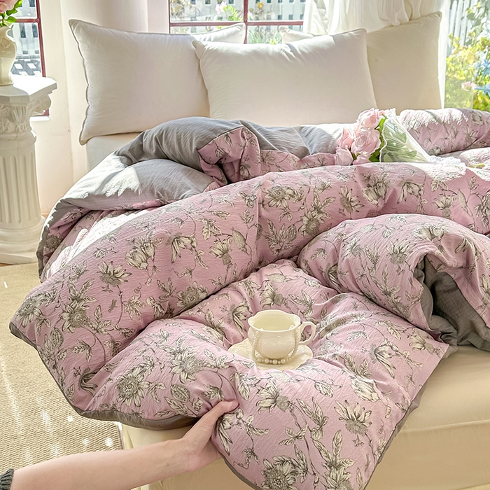 91家纺网 家纺一手货源 找家纺 家贝爱 2026新款有氧水洗双层纱被套 叶倾城