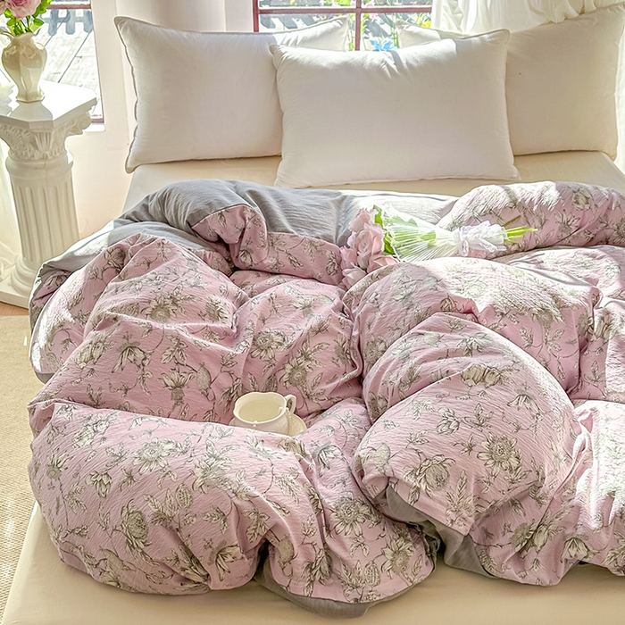 91家纺网 家纺一手货源 找家纺 家贝爱 2026新款有氧水洗双层纱被套 叶倾城