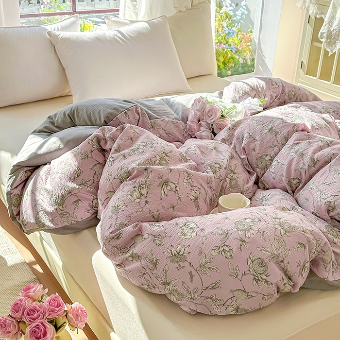 91家纺网 家纺一手货源 找家纺 家贝爱 2026新款有氧水洗双层纱被套 叶倾城