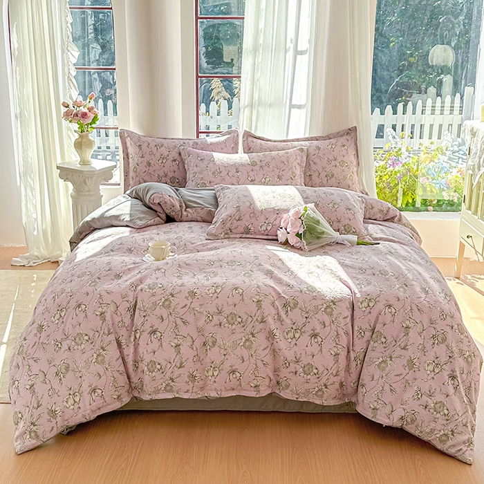 91家纺网 家纺一手货源 找家纺 家贝爱 2026新款有氧水洗双层纱被套 叶倾城