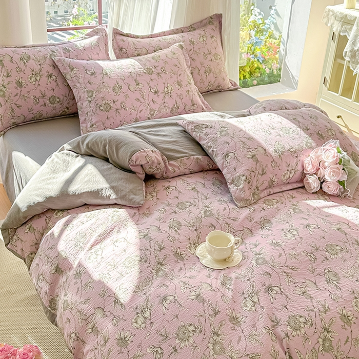 91家纺网 家纺一手货源 找家纺 家贝爱 2026新款有氧水洗双层纱被套 叶倾城