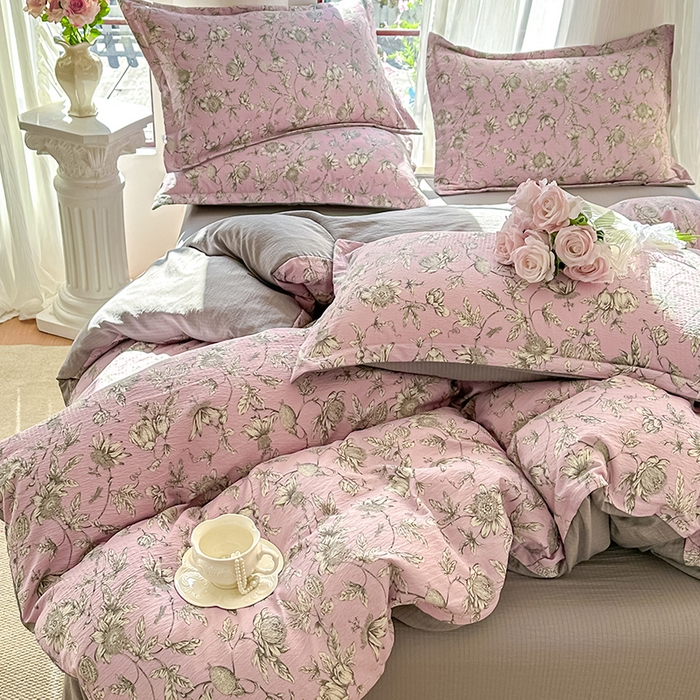 91家纺网 家纺一手货源 找家纺 家贝爱 2026新款有氧水洗双层纱被套 叶倾城