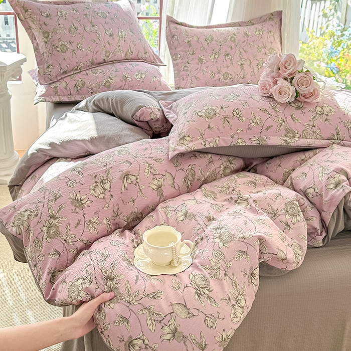 91家纺网 家纺一手货源 找家纺 家贝爱 2026新款有氧水洗双层纱被套 叶倾城