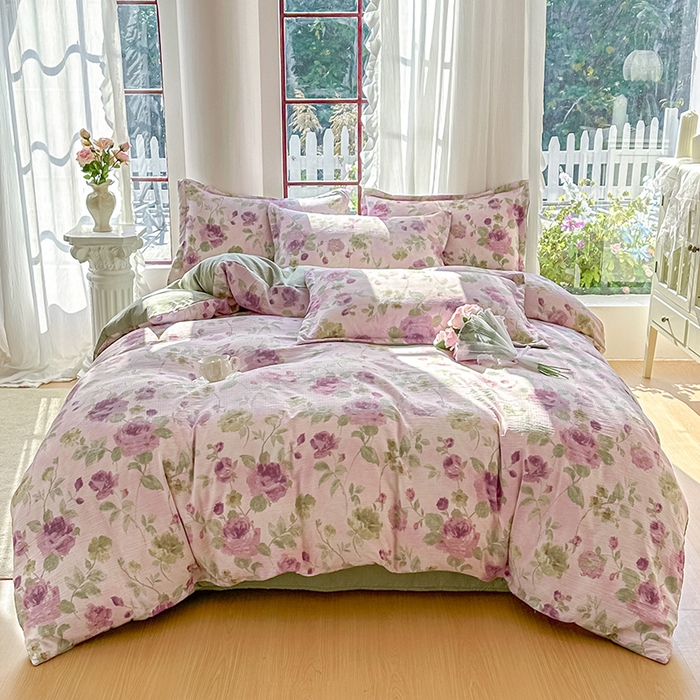 91家纺网 家纺一手货源 找家纺 家贝爱 2026新款有氧水洗双层纱被套 雍容华贵