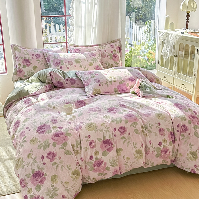 91家纺网 家纺一手货源 找家纺 家贝爱 2026新款有氧水洗双层纱被套 雍容华贵