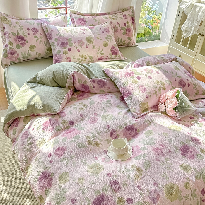 91家纺网 家纺一手货源 找家纺 家贝爱 2026新款有氧水洗双层纱被套 雍容华贵