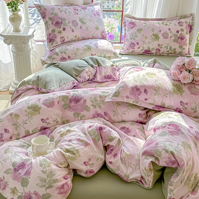 91家纺网 家纺一手货源 找家纺 家贝爱 2026新款有氧水洗双层纱被套 雍容华贵