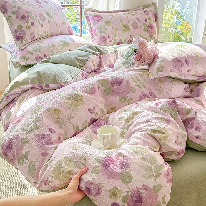 91家纺网 家纺一手货源 找家纺 家贝爱 2026新款有氧水洗双层纱被套 雍容华贵