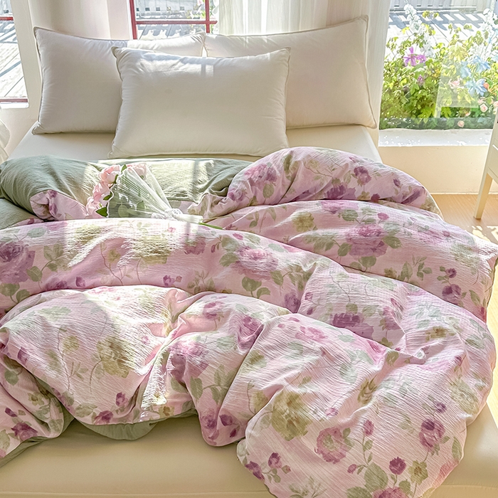 91家纺网 家纺一手货源 找家纺 家贝爱 2026新款有氧水洗双层纱被套 雍容华贵