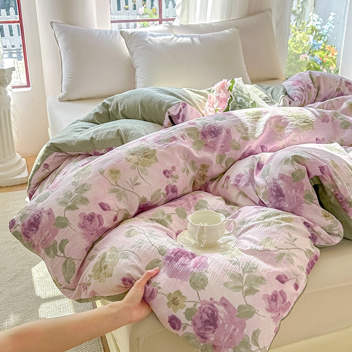 91家纺网 家纺一手货源 找家纺 家贝爱 2026新款有氧水洗双层纱被套 雍容华贵