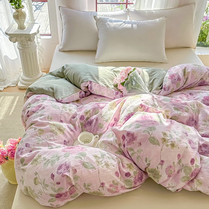 91家纺网 家纺一手货源 找家纺 家贝爱 2026新款有氧水洗双层纱被套 雍容华贵