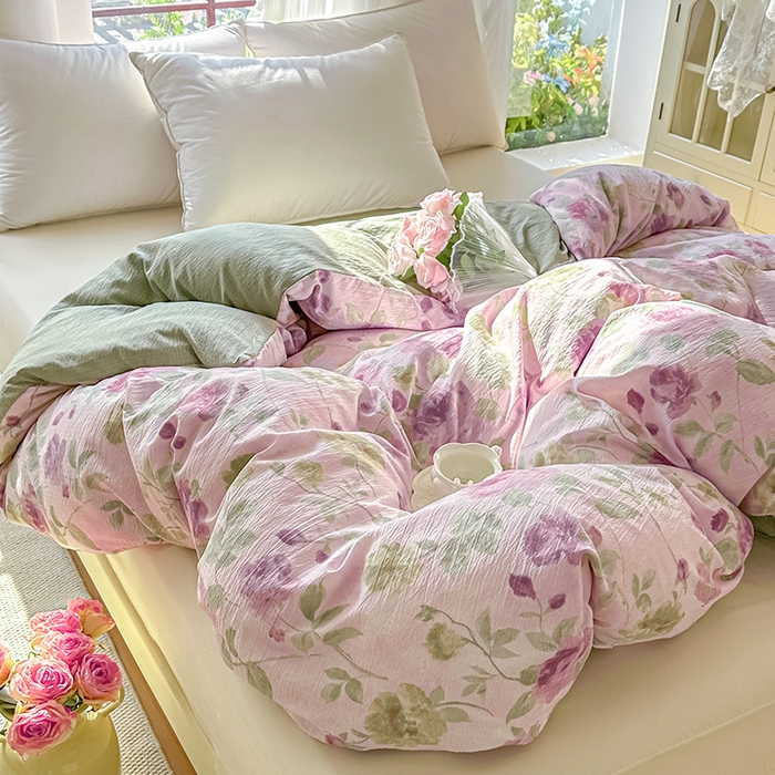 91家纺网 家纺一手货源 找家纺 家贝爱 2026新款有氧水洗双层纱被套 雍容华贵