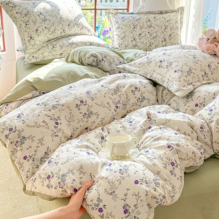 91家纺网 家纺一手货源 找家纺 家贝爱 2026新款有氧水洗双层纱被套 悠悠花簇