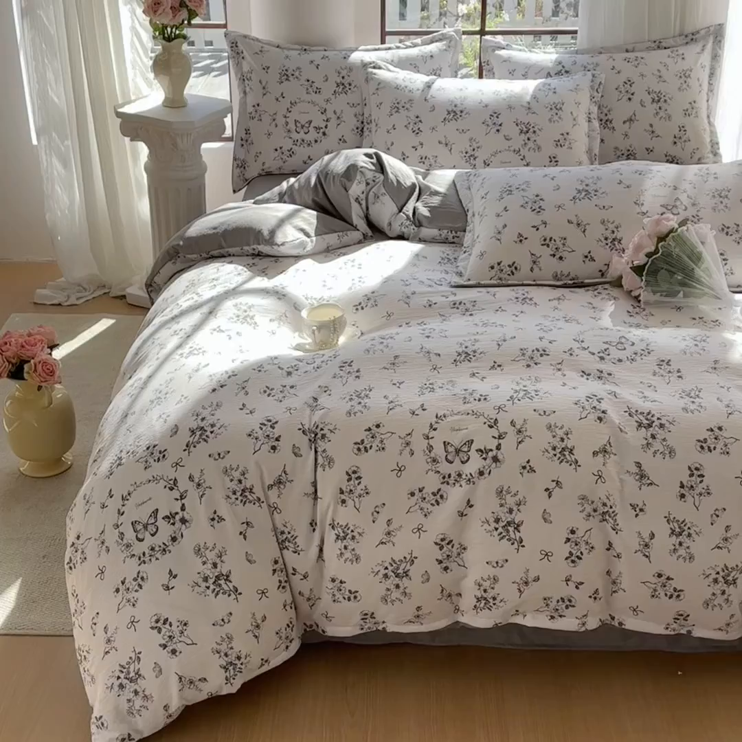 91家纺网 家纺一手货源 找家纺 家贝爱 2026新款有氧水洗双层纱被套 圆梦