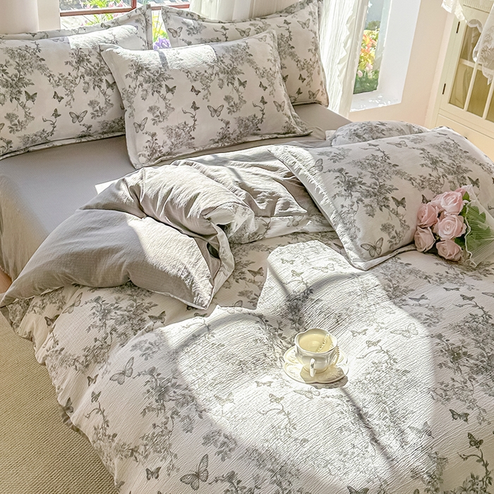 91家纺网 家纺一手货源 找家纺 家贝爱 2026新款有氧水洗双层纱被套 枝上蝶舞