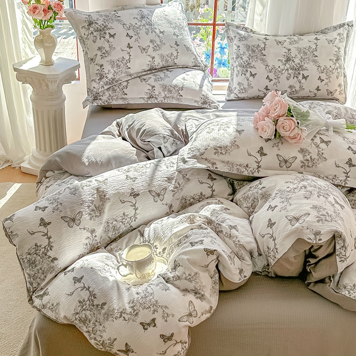 91家纺网 家纺一手货源 找家纺 家贝爱 2026新款有氧水洗双层纱被套 枝上蝶舞