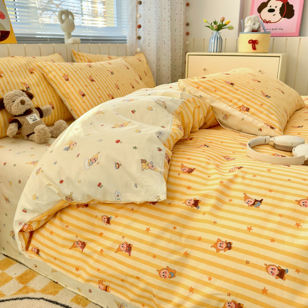 91家纺网 家纺一手货源 找家纺 （总）清雅福 2026春夏新款INS小清新40支全棉13372单枕套第二批