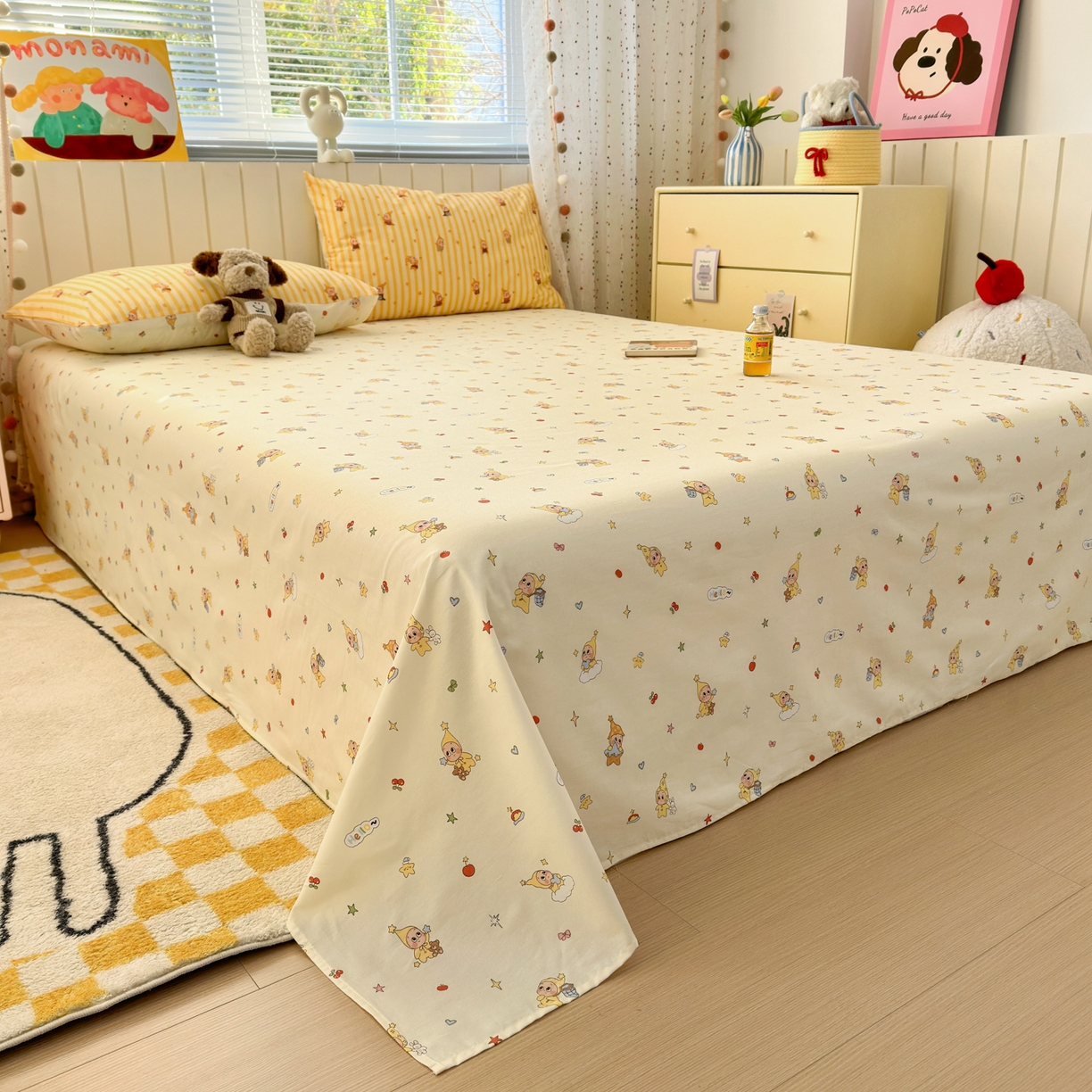 91家纺网 家纺一手货源 找家纺 清雅福 2026春夏新款INS小清新40支全棉13372单枕套第二批 可爱萌星