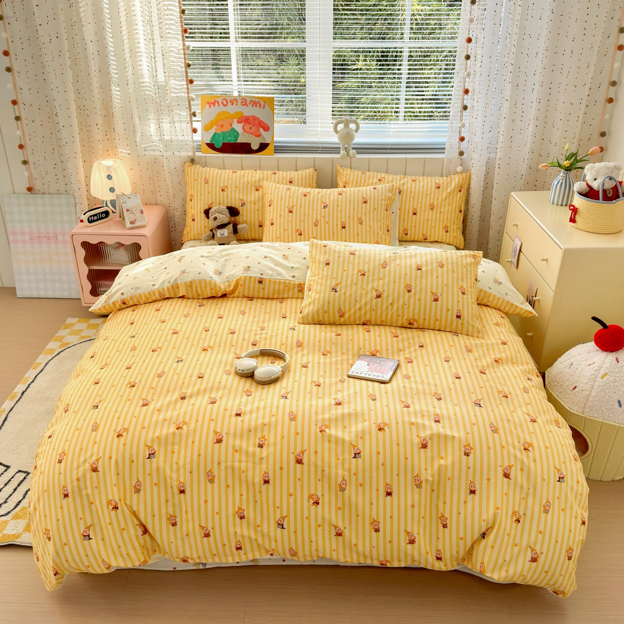 91家纺网 家纺一手货源 找家纺 清雅福 2026春夏新款INS小清新40支全棉13372单枕套第二批 可爱萌星