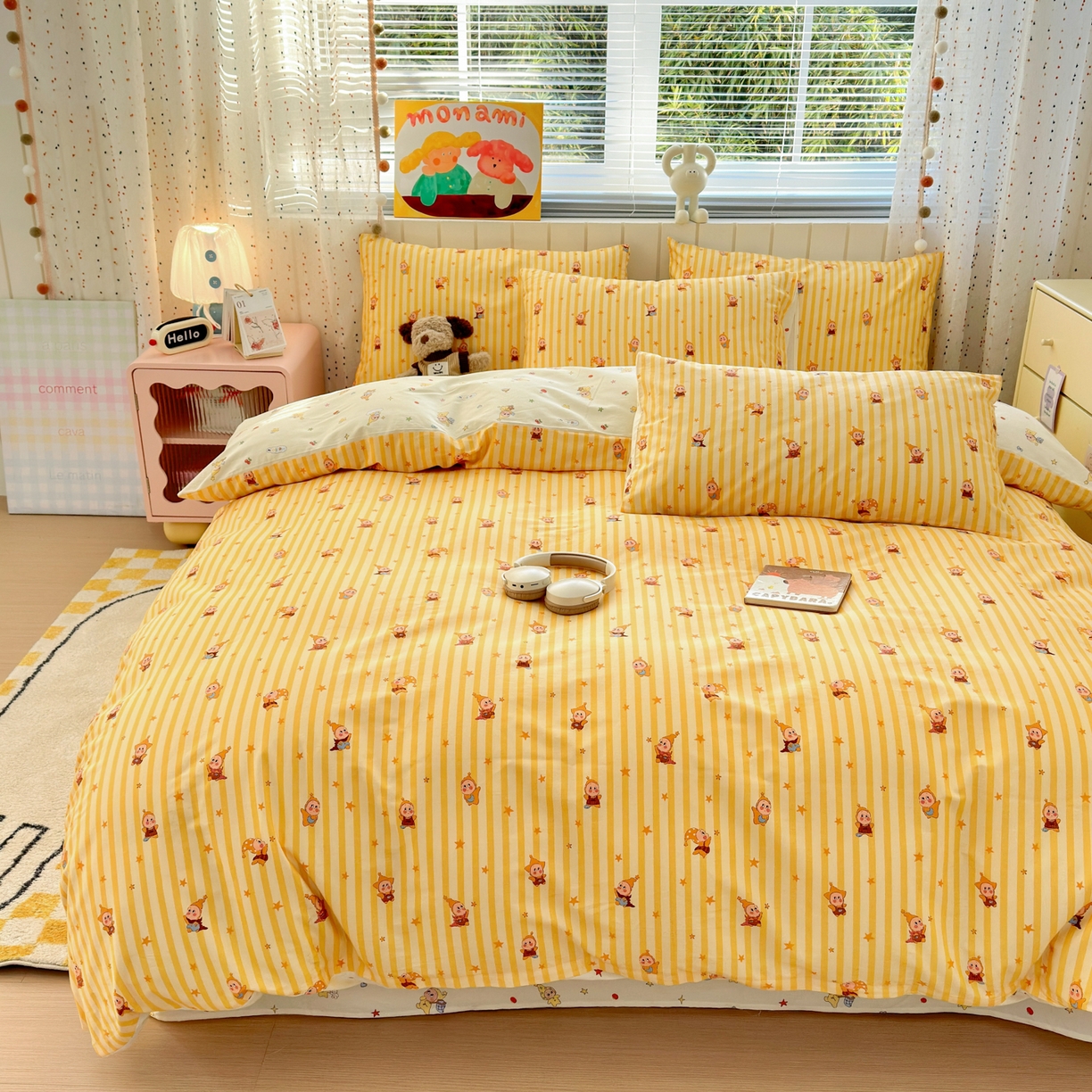 91家纺网 家纺一手货源 找家纺 清雅福 2026春夏新款INS小清新40支全棉13372单枕套第二批 可爱萌星