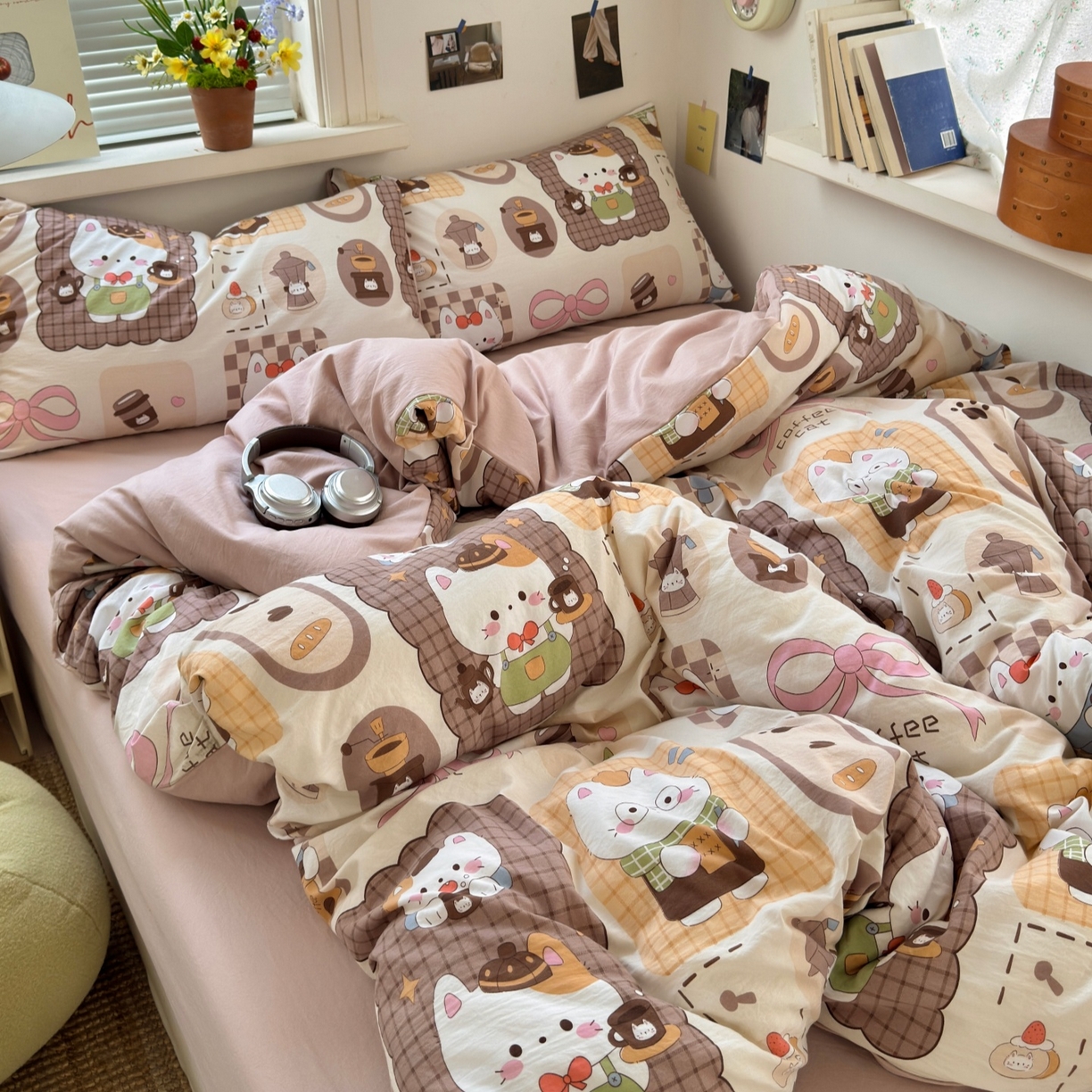 91家纺网 家纺一手货源 找家纺 灿禾家纺（原灿哈家纺）  2026新款<小布袋同款面料>古法水洗棉仿棉高克重云柔棉四件套