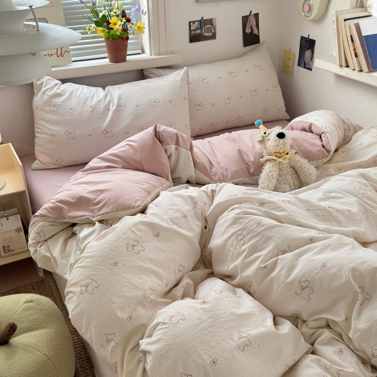 91家纺网 家纺一手货源 找家纺 灿禾家纺（原灿哈家纺）  2026新款<小布袋同款面料>古法水洗棉仿棉高克重云柔棉四件套