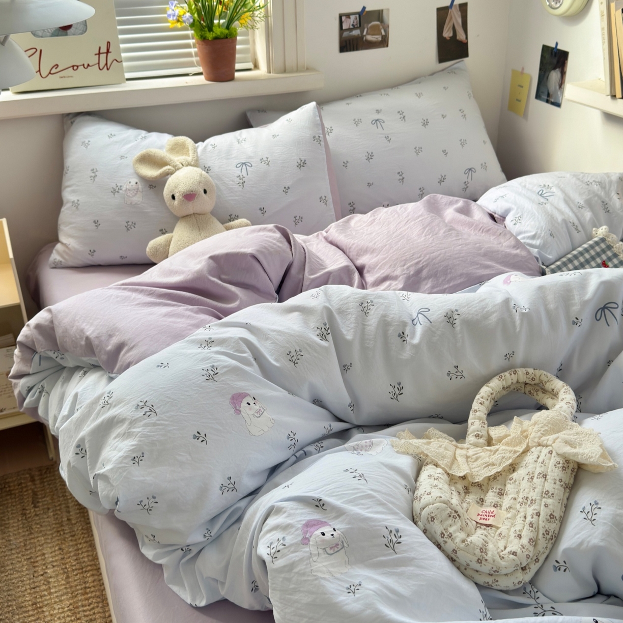 91家纺网 家纺一手货源 找家纺 灿禾家纺（原灿哈家纺）  2026新款<小布袋同款面料>古法水洗棉仿棉高克重云柔棉四件套