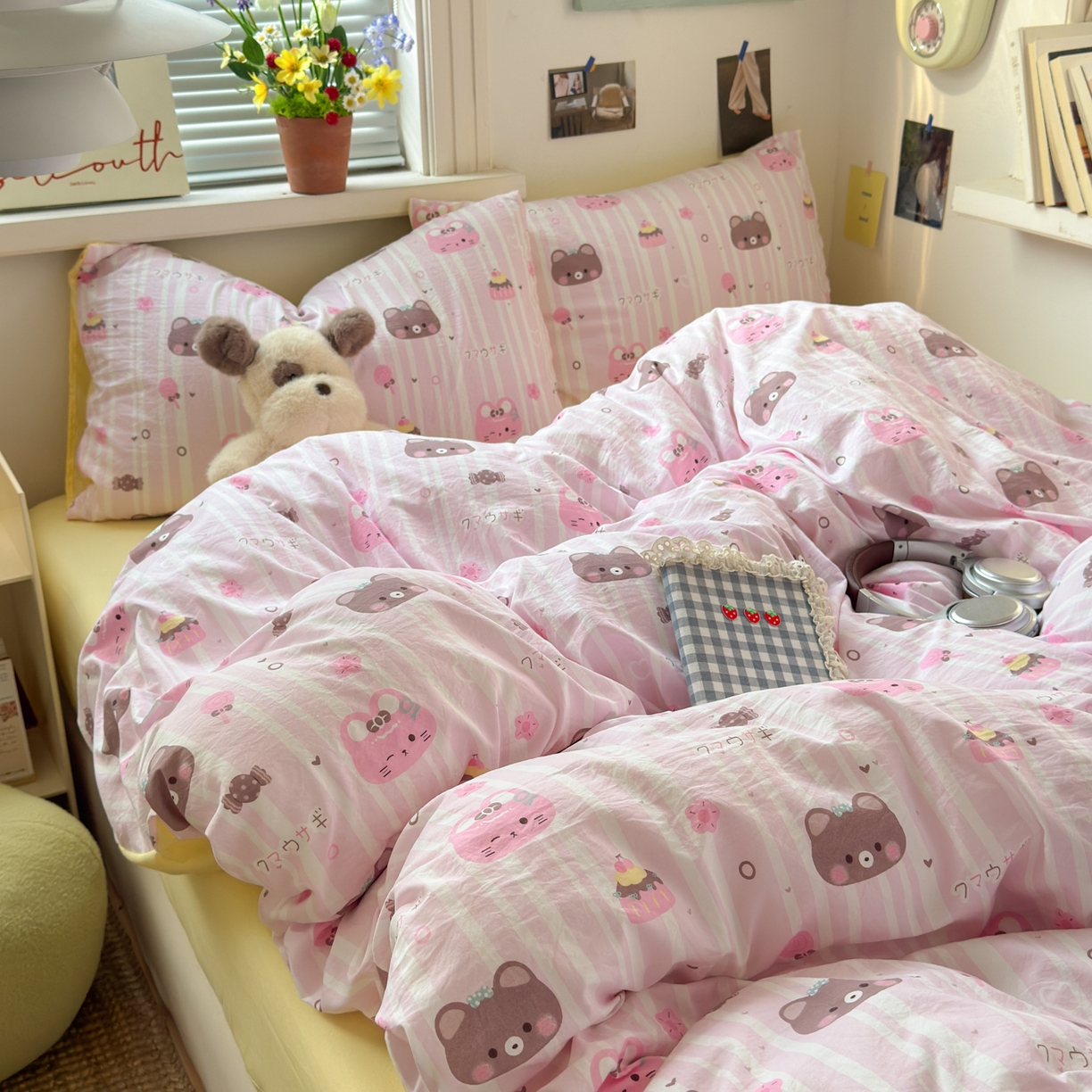 91家纺网 家纺一手货源 找家纺 灿禾家纺（原灿哈家纺）  2026新款<小布袋同款面料>古法水洗棉仿棉高克重云柔棉四件套