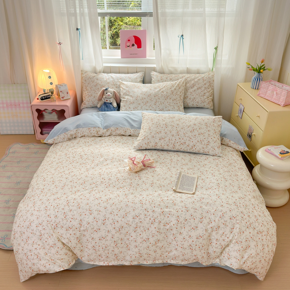 91家纺网 家纺一手货源 找家纺 清雅福 2026春夏新款INS小清新40支全棉13372单枕套第二批 沫汐