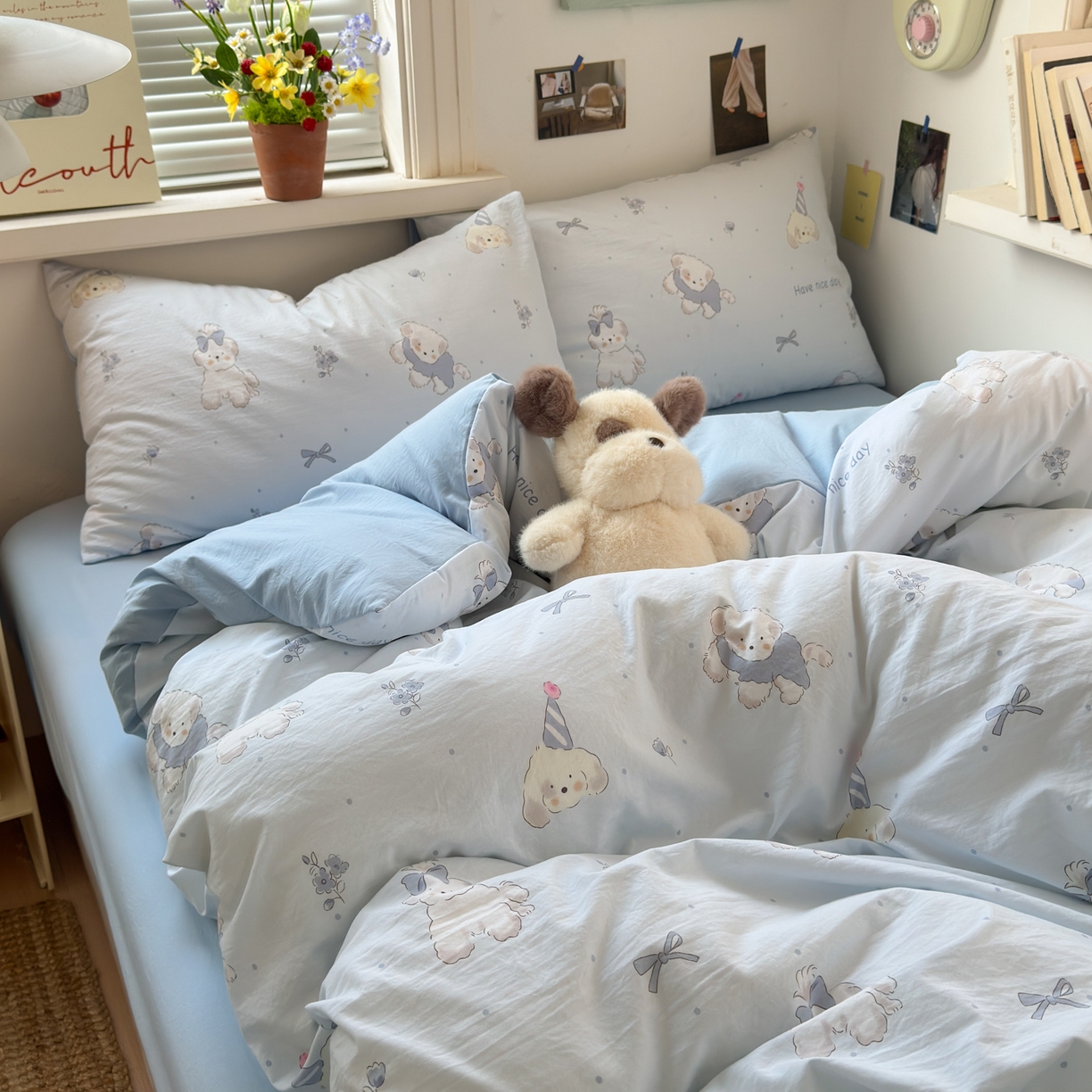 91家纺网 家纺一手货源 找家纺 灿禾家纺（原灿哈家纺）  2026新款<小布袋同款面料>古法水洗棉仿棉高克重云柔棉四件套