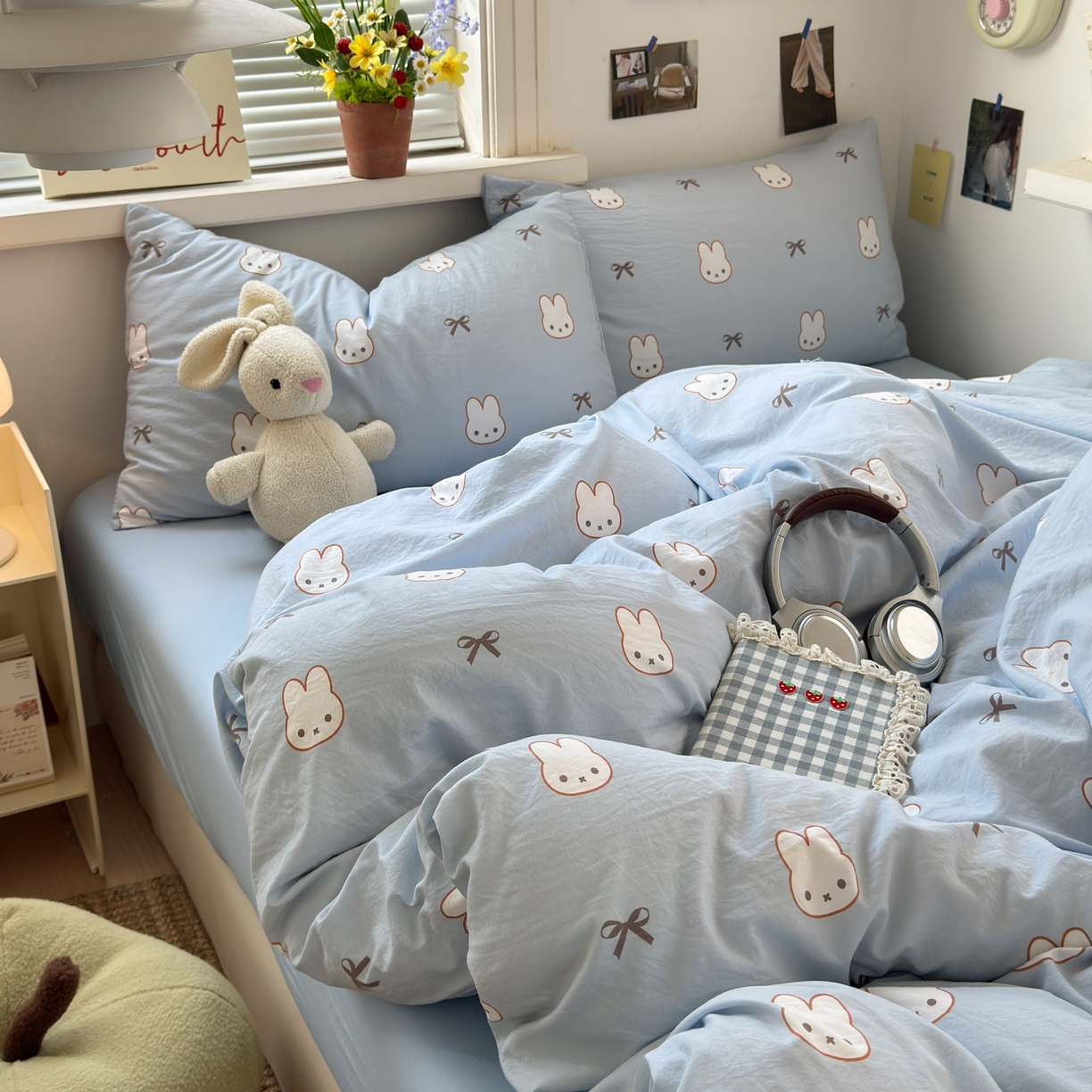 91家纺网 家纺一手货源 找家纺 灿禾家纺（原灿哈家纺）  2026新款<小布袋同款面料>古法水洗棉仿棉高克重云柔棉四件套