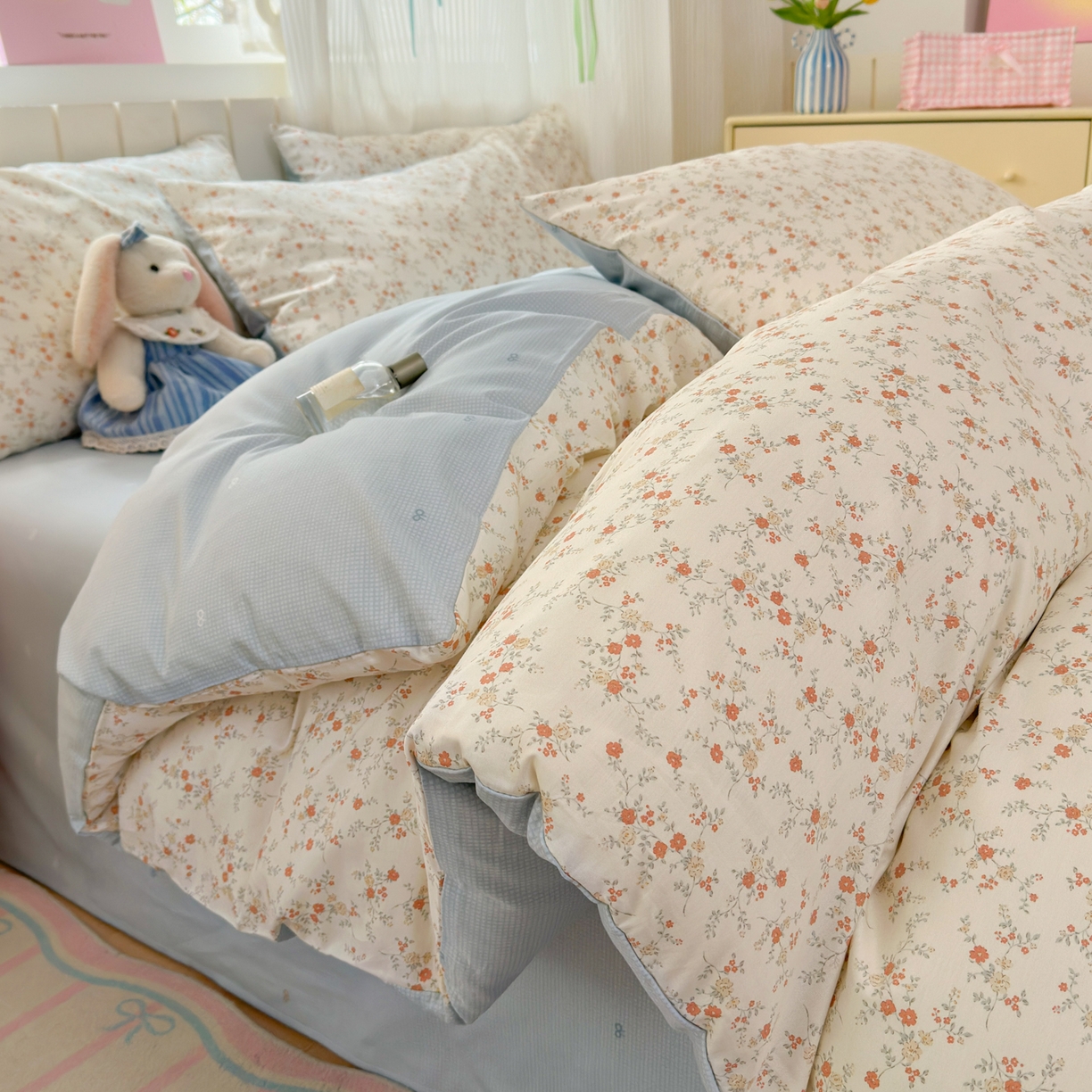 91家纺网 家纺一手货源 找家纺 清雅福 2026春夏新款INS小清新40支全棉13372单枕套第二批 沫汐