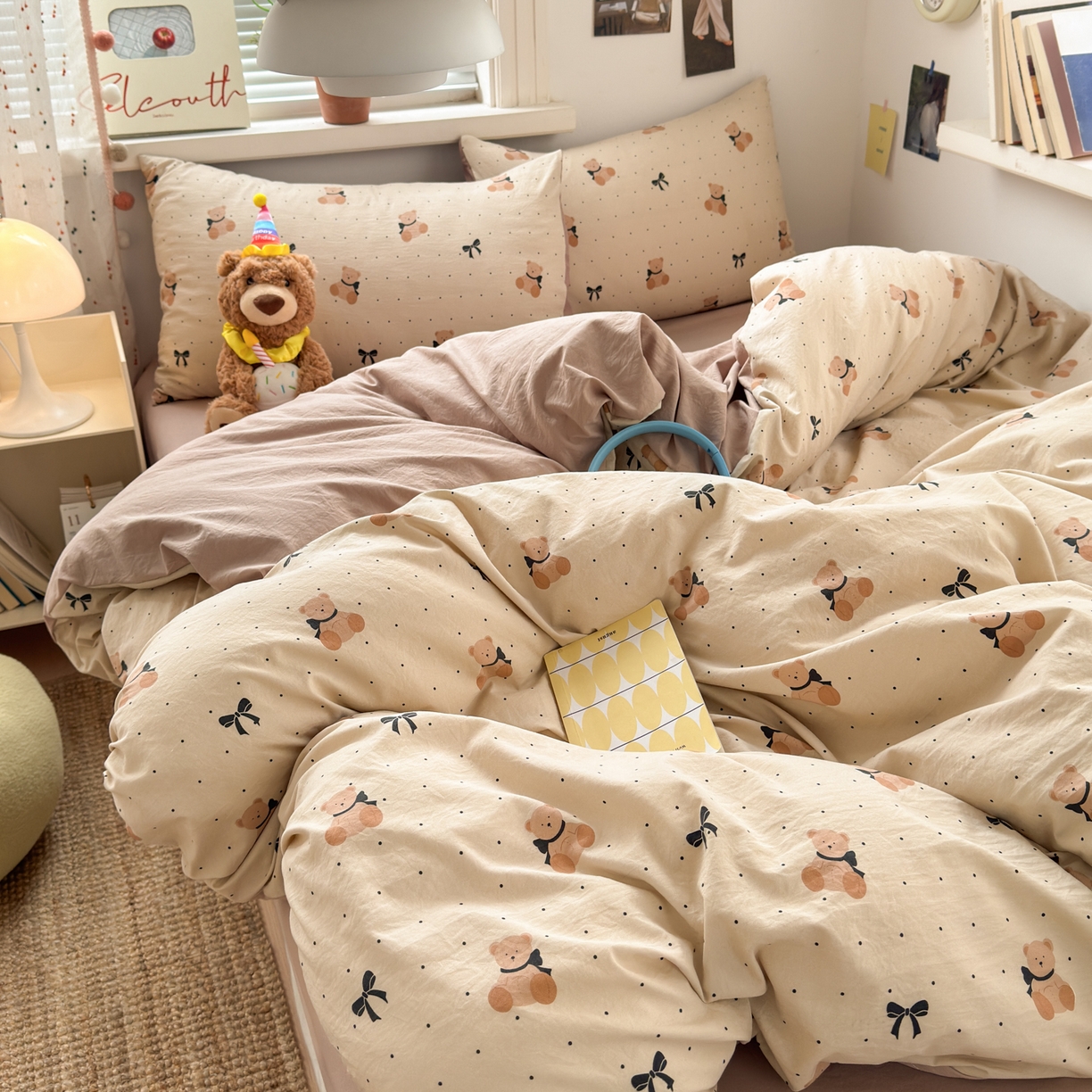 91家纺网 家纺一手货源 找家纺 灿禾家纺（原灿哈家纺）  2026新款<小布袋同款面料>古法水洗棉仿棉高克重云柔棉四件套