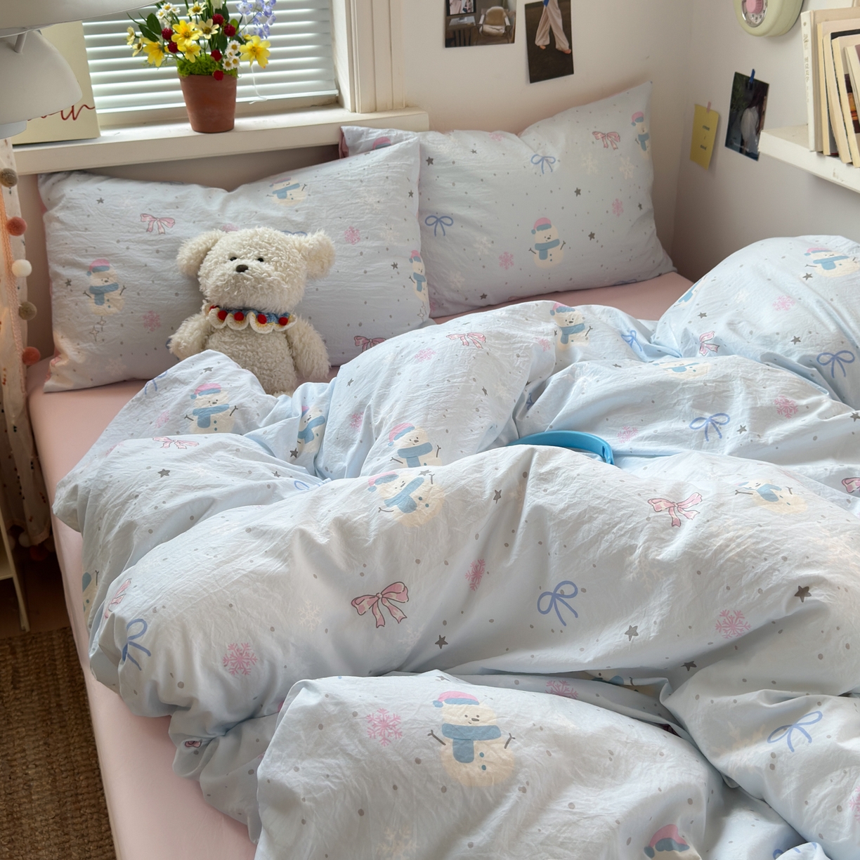 91家纺网 家纺一手货源 找家纺 灿禾家纺（原灿哈家纺）  2026新款<小布袋同款面料>古法水洗棉仿棉高克重云柔棉四件套