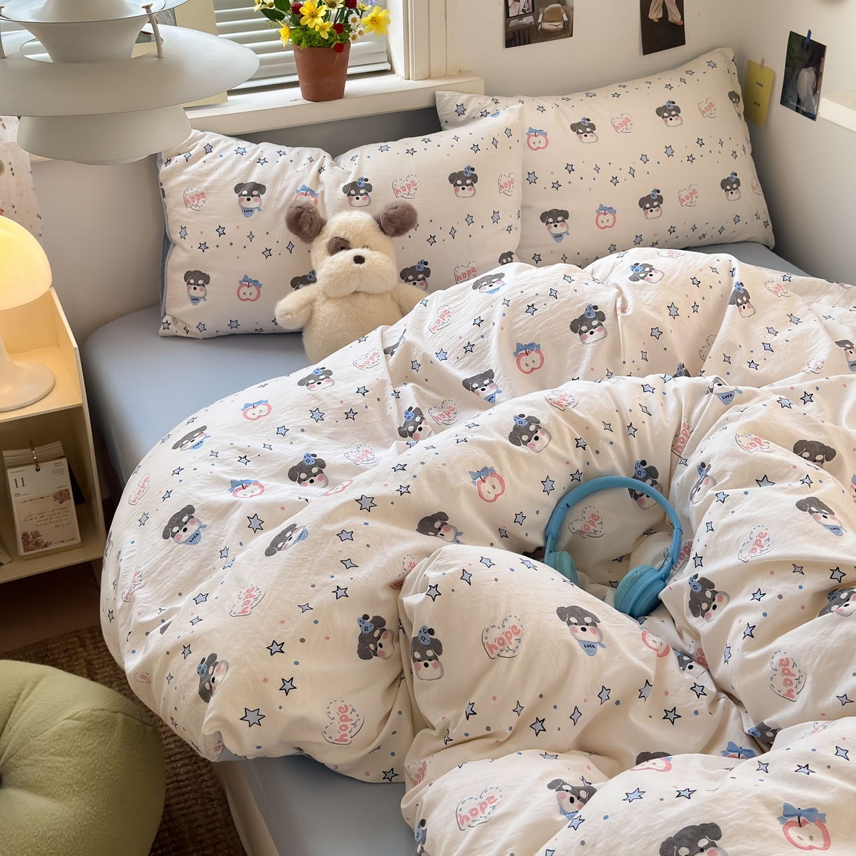 91家纺网 家纺一手货源 找家纺 灿禾家纺（原灿哈家纺）  2026新款<小布袋同款面料>古法水洗棉仿棉高克重云柔棉四件套