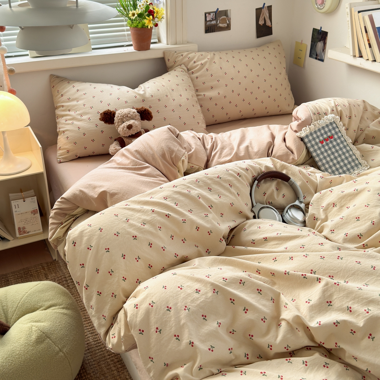 91家纺网 家纺一手货源 找家纺 灿禾家纺（原灿哈家纺）  2026新款<小布袋同款面料>古法水洗棉仿棉高克重云柔棉四件套