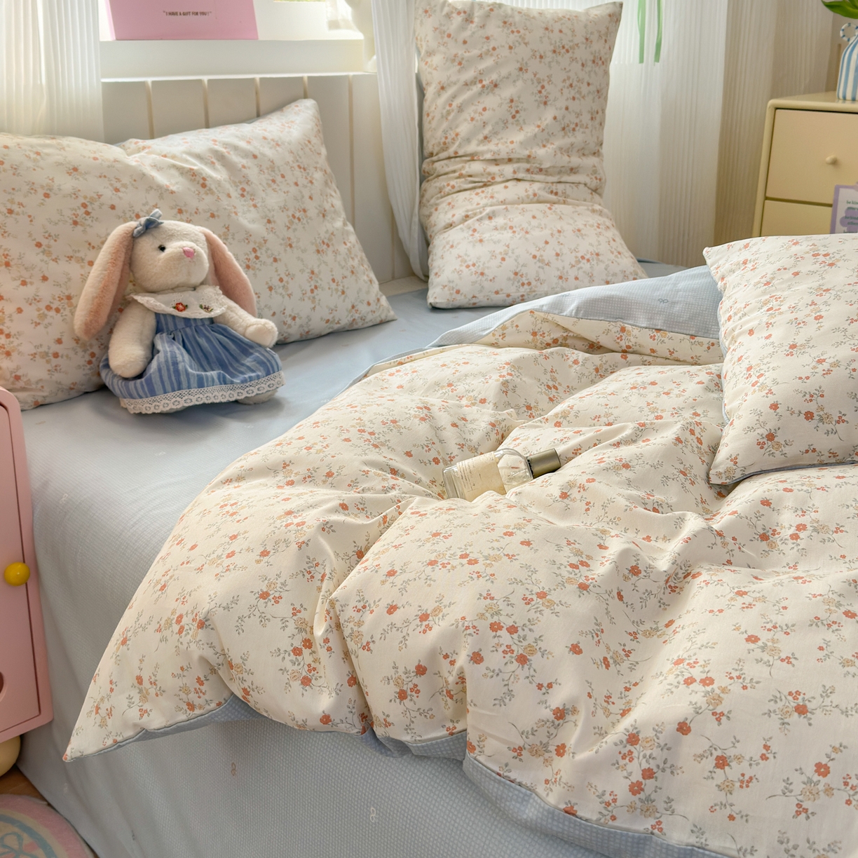 91家纺网 家纺一手货源 找家纺 清雅福 2026春夏新款INS小清新40支全棉13372单枕套第二批 沫汐