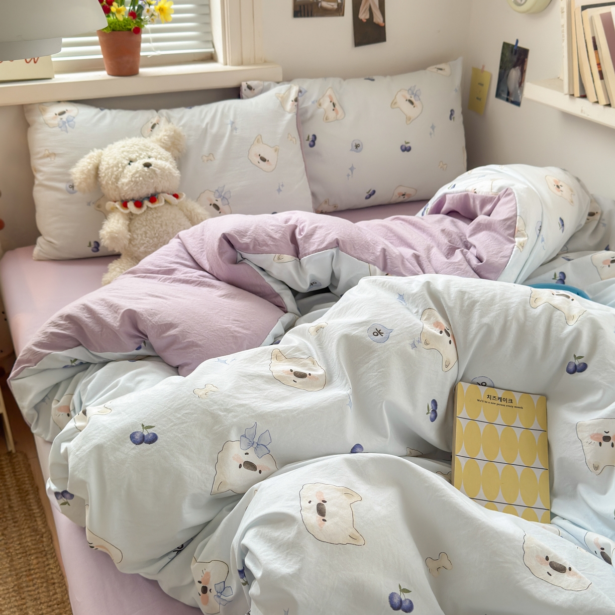 91家纺网 家纺一手货源 找家纺 灿禾家纺（原灿哈家纺）  2026新款<小布袋同款面料>古法水洗棉仿棉高克重云柔棉四件套