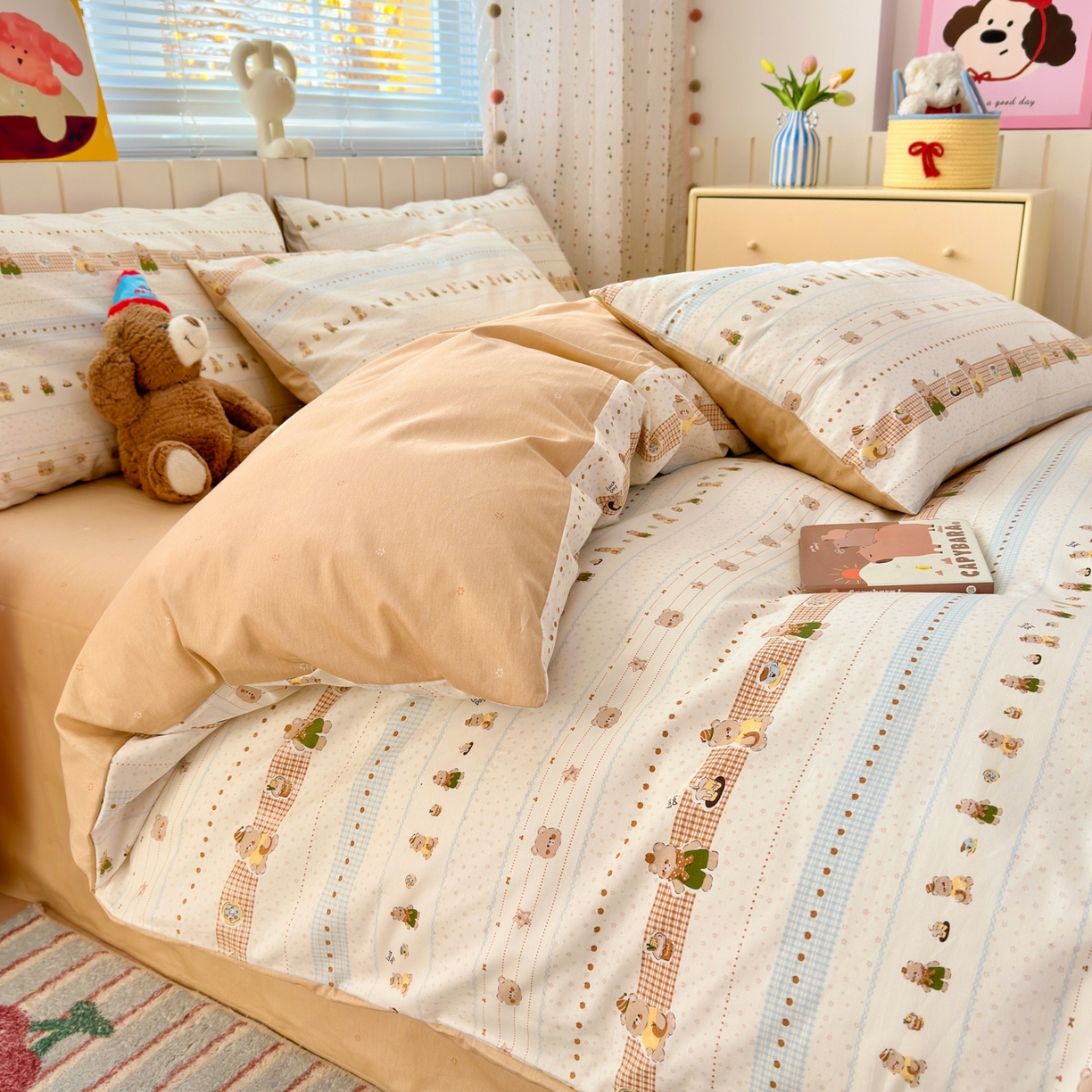 91家纺网 家纺一手货源 找家纺 清雅福 2026春夏新款INS小清新40支全棉13372单枕套第二批 幸运星