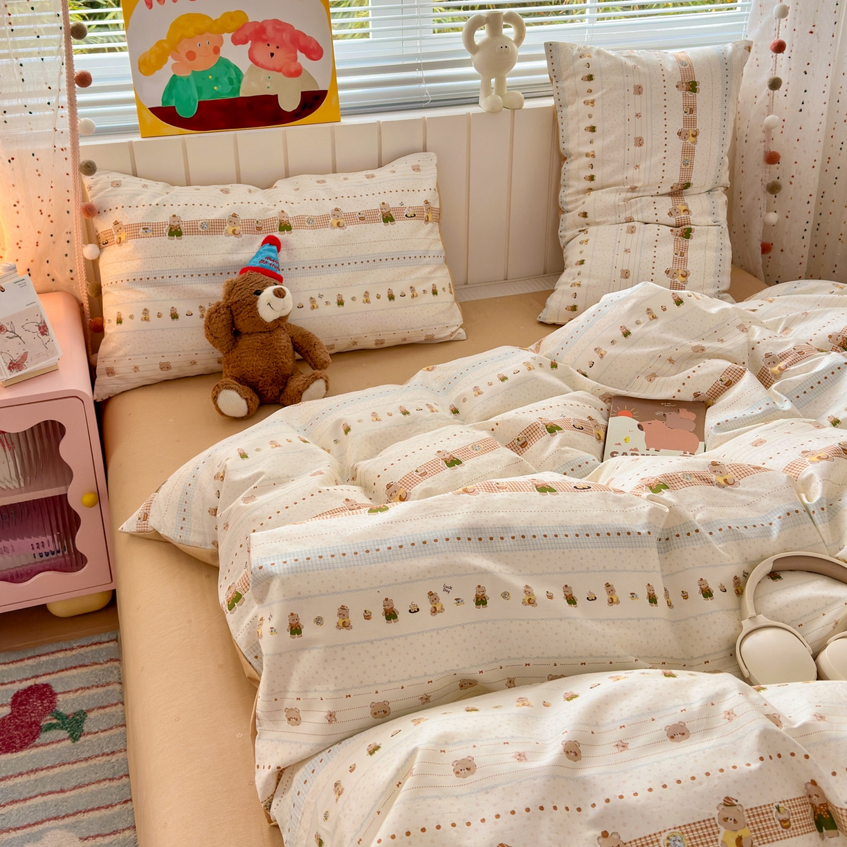 91家纺网 家纺一手货源 找家纺 清雅福 2026春夏新款INS小清新40支全棉13372单枕套第二批 幸运星