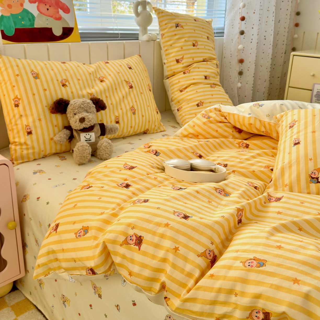 91家纺网 家纺一手货源 找家纺 （总）清雅福 2026春夏新款INS小清新40支全棉13372四件套第二批